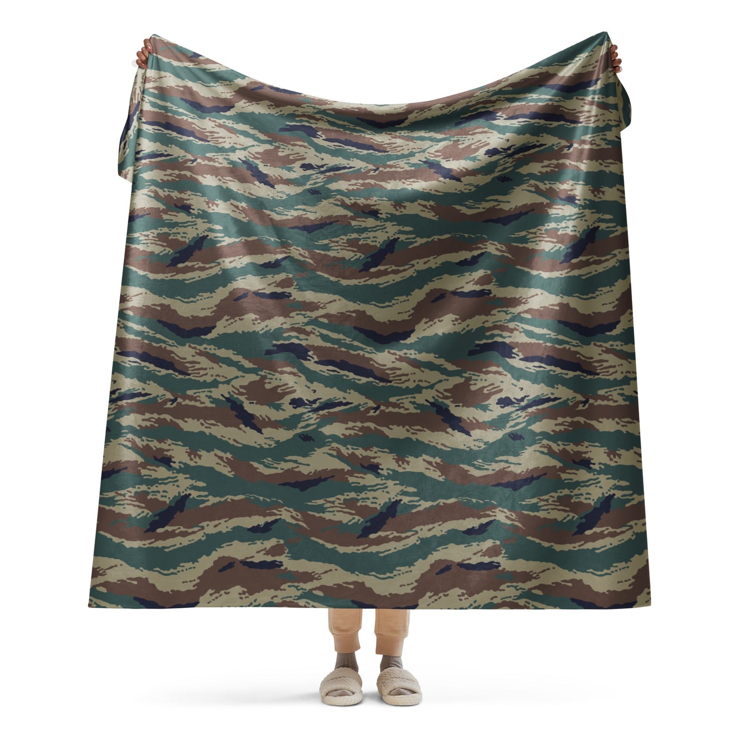 Russian Tiger Stripe Kamysh SPLAV CAMO Sherpa blanket - 60″×80″ - Blankets