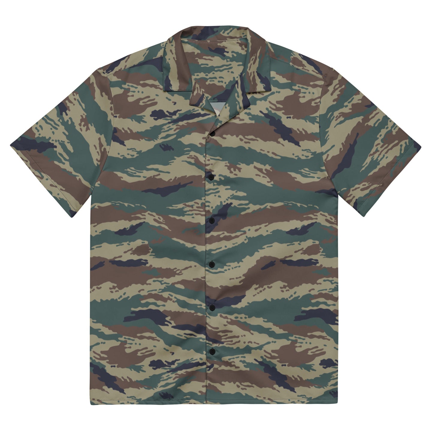 Russian Tiger Stripe Kamysh SPLAV CAMO Unisex Short-Sleeve Button Shirt - 2XS