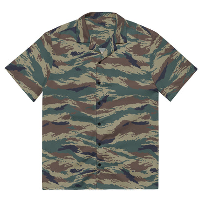 Russian Tiger Stripe Kamysh SPLAV CAMO Unisex Short-Sleeve Button Shirt - 2XS