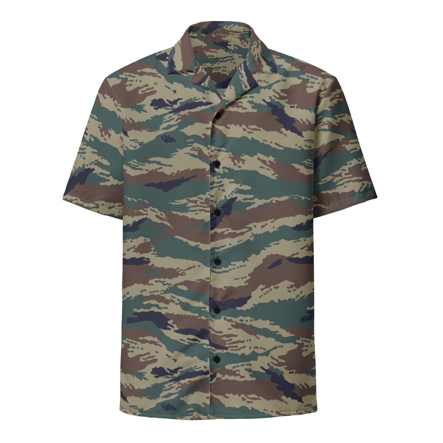 Russian Tiger Stripe Kamysh SPLAV CAMO Unisex Short-Sleeve Button Shirt