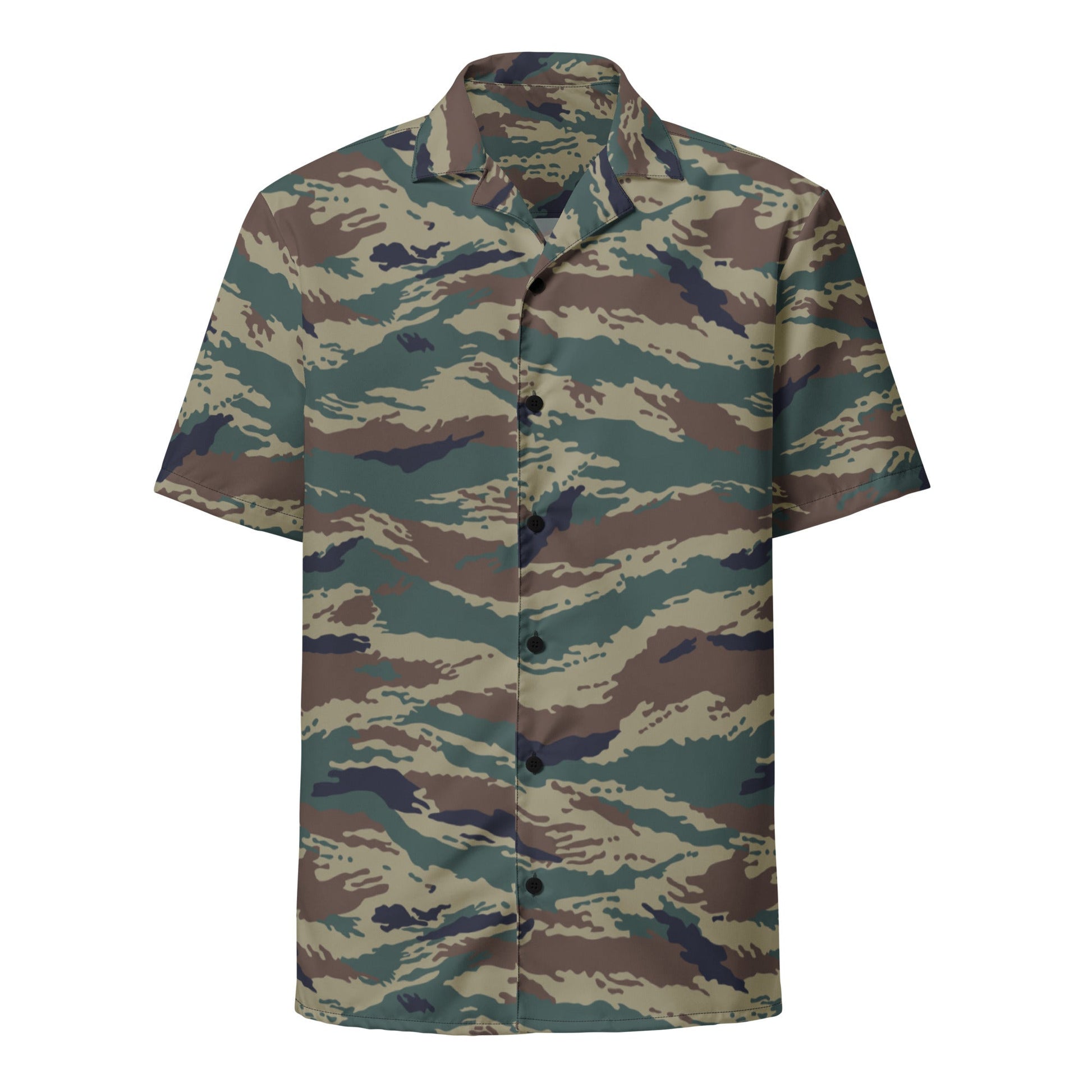 Russian Tiger Stripe Kamysh SPLAV CAMO Unisex Short-Sleeve Button Shirt