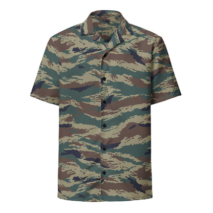 Russian Tiger Stripe Kamysh SPLAV CAMO Unisex Short-Sleeve Button Shirt