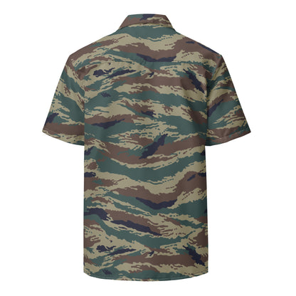 Russian Tiger Stripe Kamysh SPLAV CAMO Unisex Short-Sleeve Button Shirt