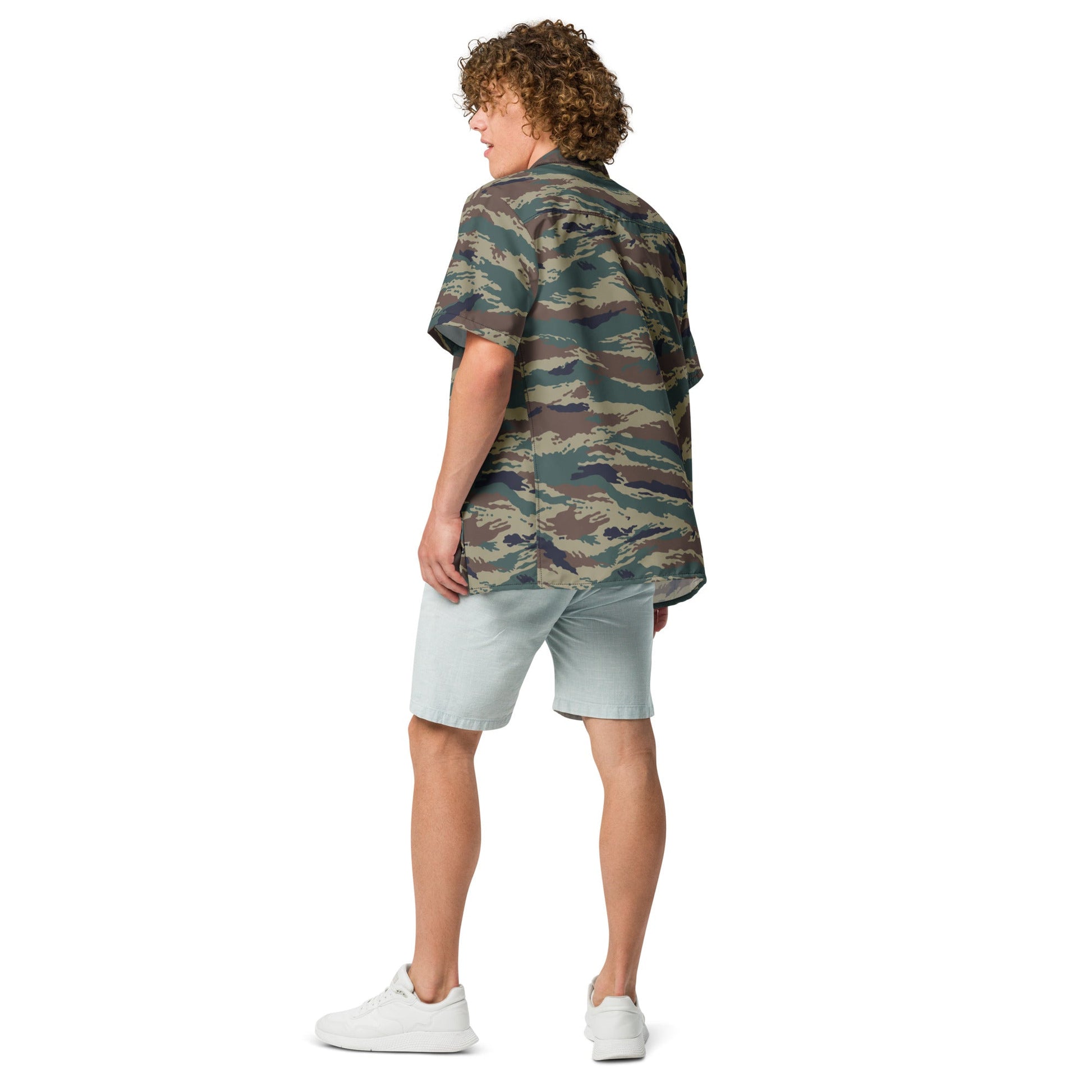 Russian Tiger Stripe Kamysh SPLAV CAMO Unisex Short-Sleeve Button Shirt