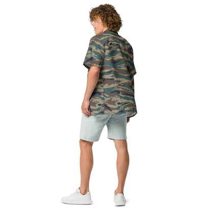 Russian Tiger Stripe Kamysh SPLAV CAMO Unisex Short-Sleeve Button Shirt