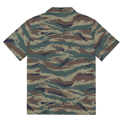 Russian Tiger Stripe Kamysh SPLAV CAMO Unisex Short-Sleeve Button Shirt