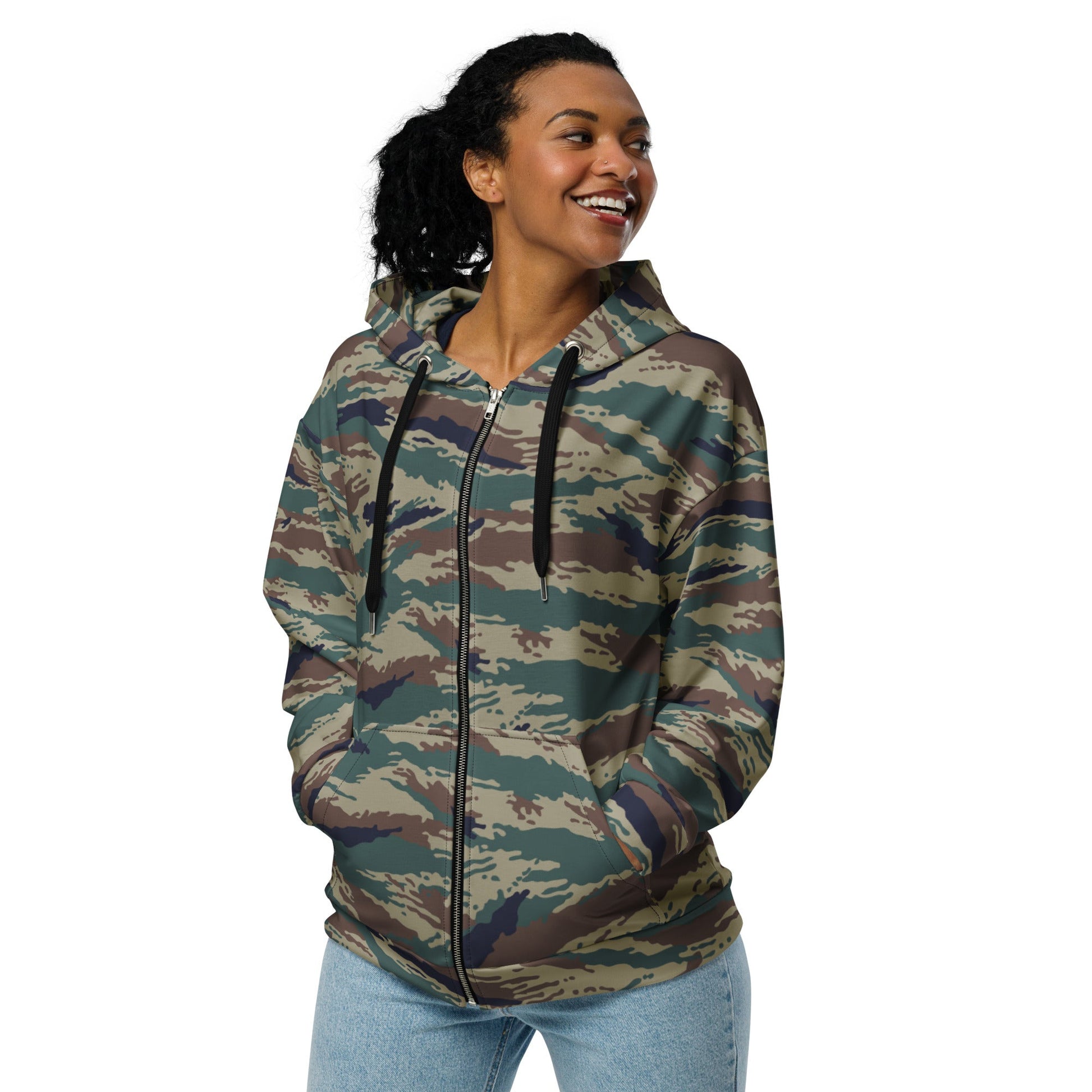 Russian Tiger Stripe Kamysh SPLAV CAMO Unisex Zip Hoodie