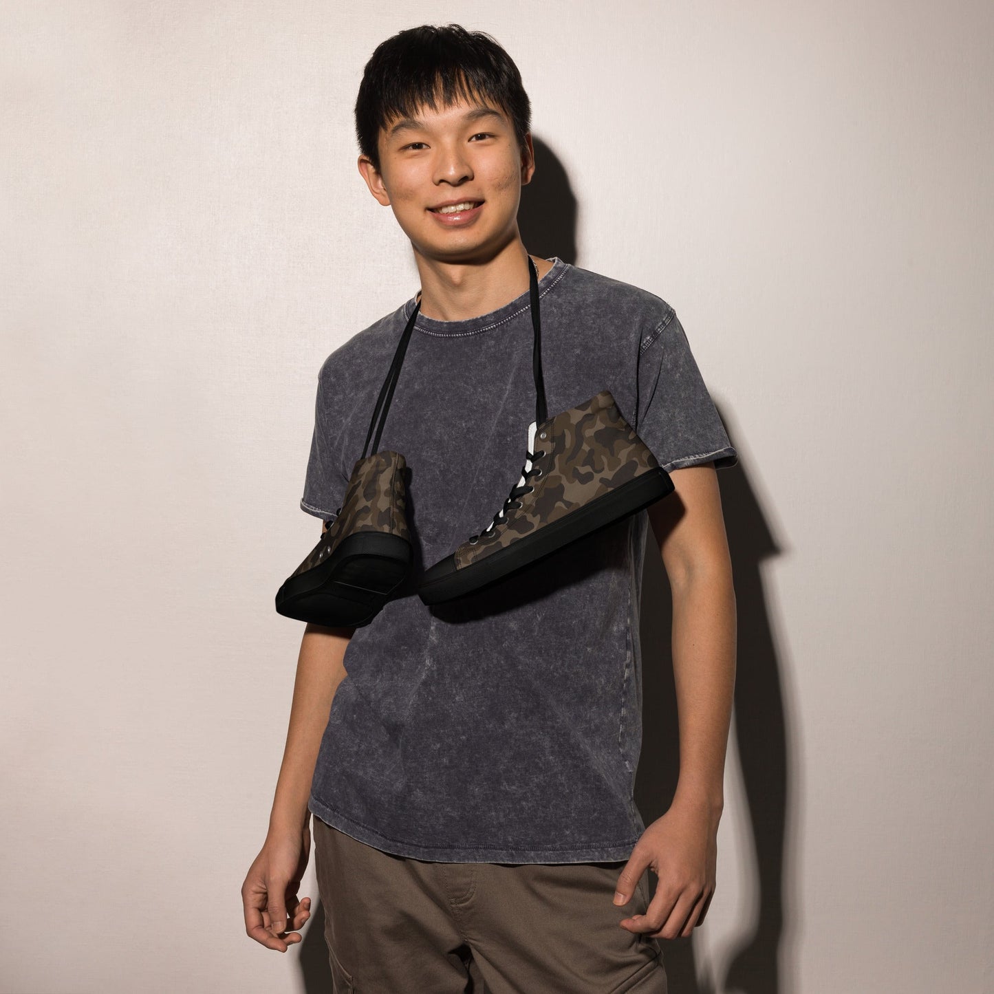 Russian TTsKO Brown CAMO Mens high top canvas shoes - High Top Canvas Shoes