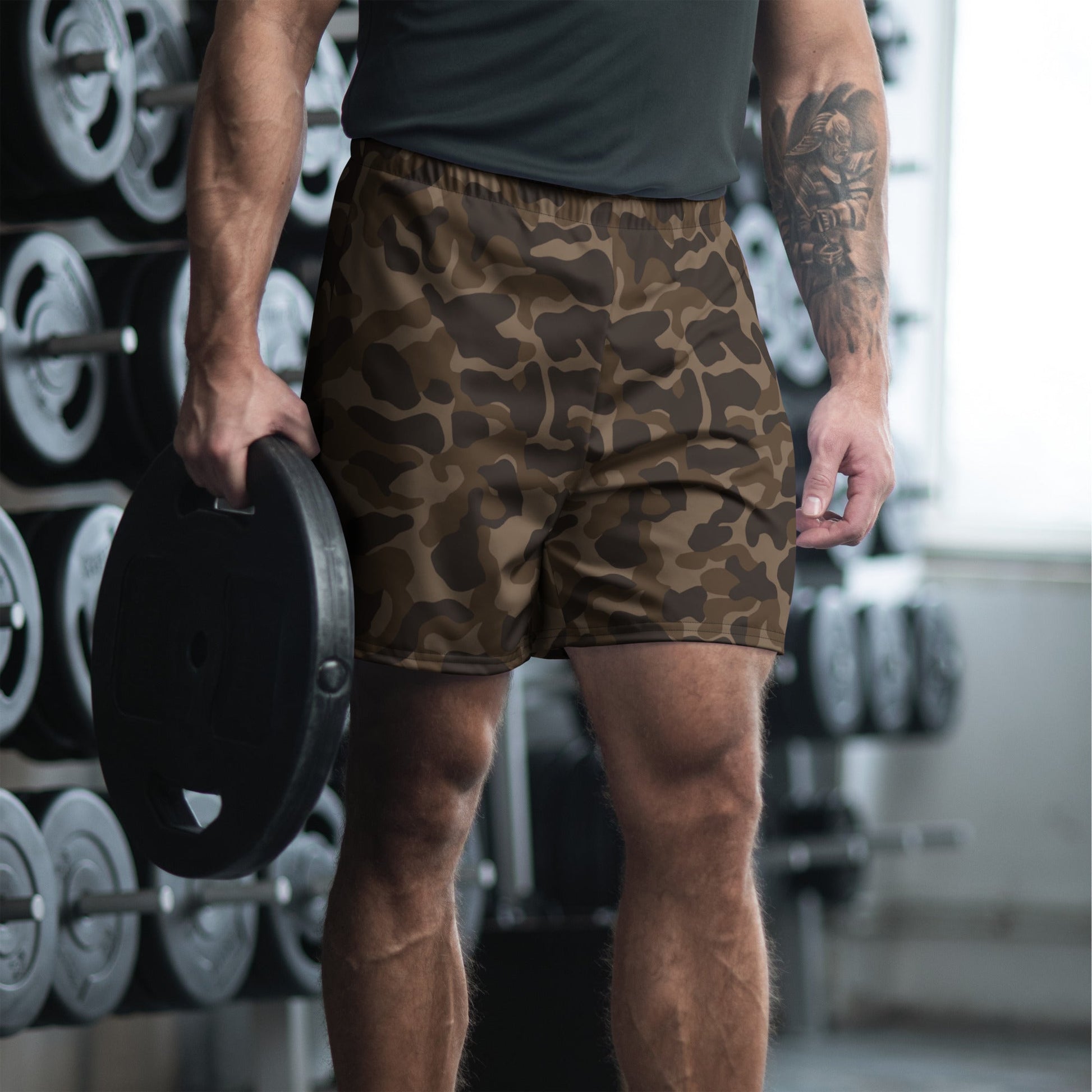 Russian TTsKO Brown CAMO Unisex Athletic Long Shorts - 2XS