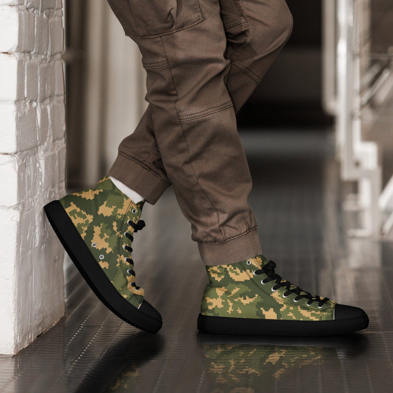 TTsMKK Tri-Color Russian CAMO Mens High-Top Canvas Shoes - 5