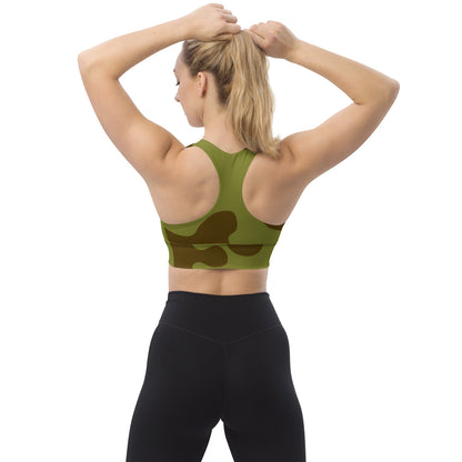 Russian WW2 Amoeba Green and Brown CAMO Longline sports bra - Womens Sports Bra