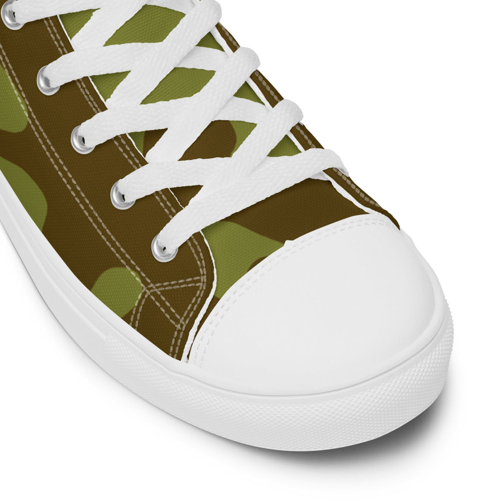 Russian WW2 Amoeba Green and Brown CAMO Men’s high top canvas shoes - Mens High Top Canvas Shoes