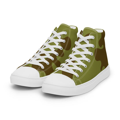 Russian WW2 Amoeba Green and Brown CAMO Men’s high top canvas shoes - Mens High Top Canvas Shoes