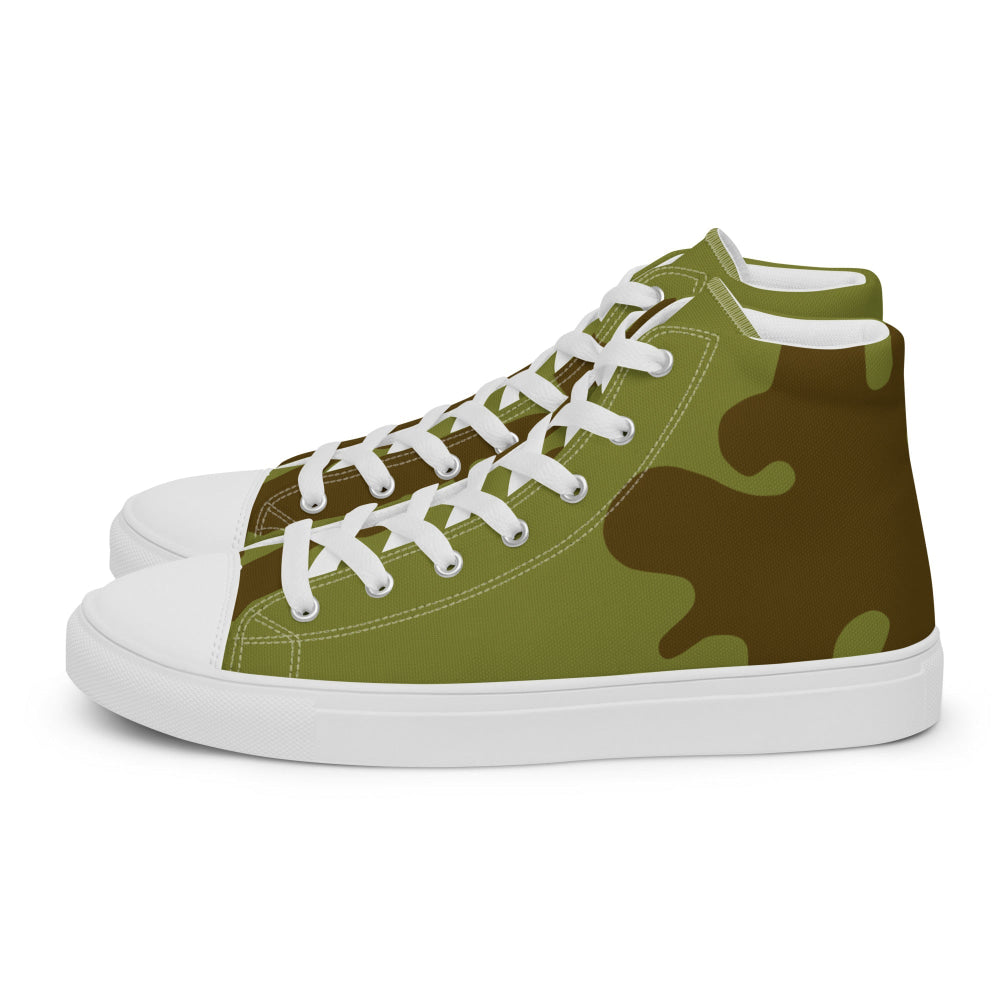 Russian WW2 Amoeba Green and Brown CAMO Men’s high top canvas shoes - Mens High Top Canvas Shoes