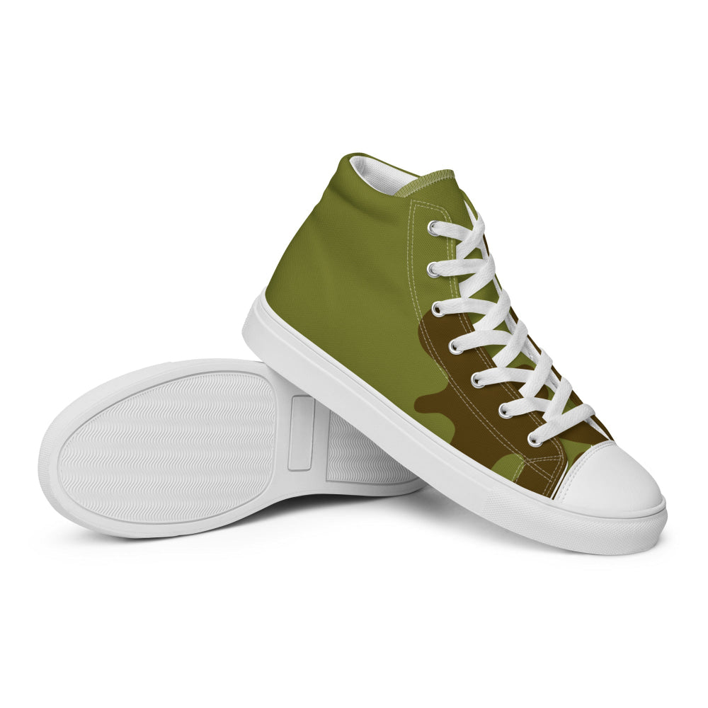 Russian WW2 Amoeba Green and Brown CAMO Men’s high top canvas shoes - Mens High Top Canvas Shoes