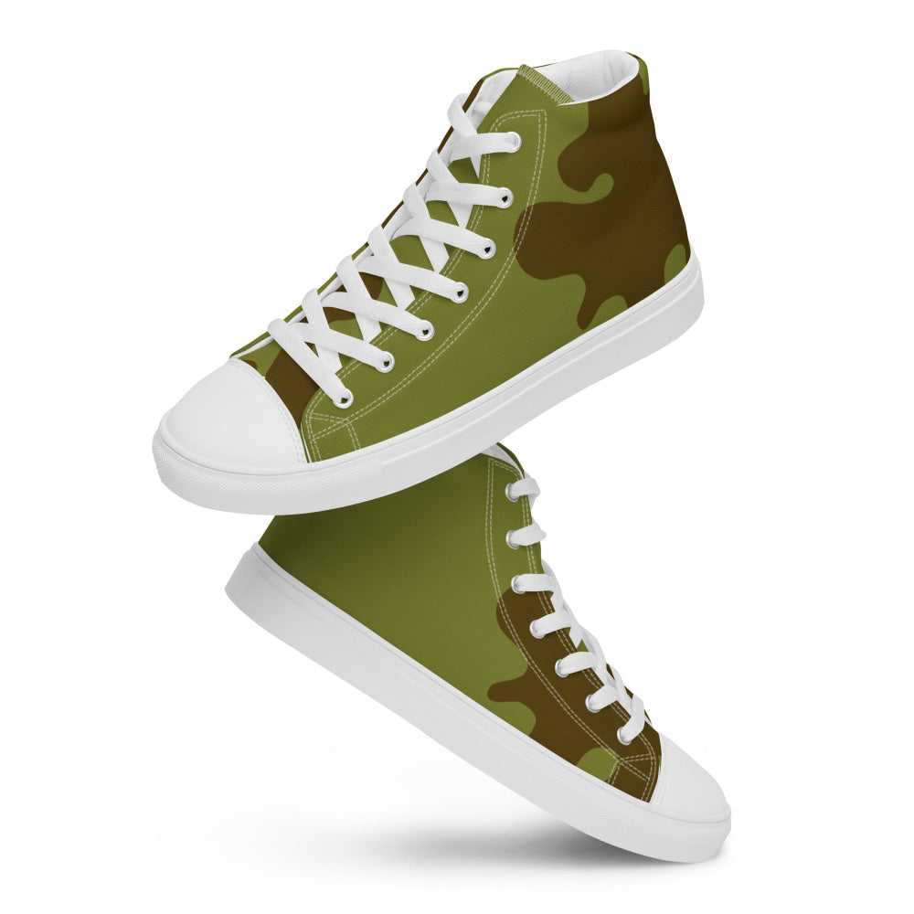 Russian WW2 Amoeba Green and Brown CAMO Men’s high top canvas shoes - Mens High Top Canvas Shoes