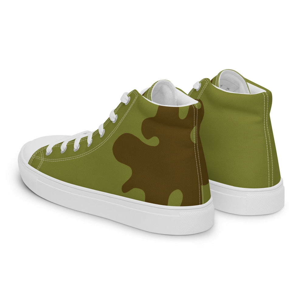 Russian WW2 Amoeba Green and Brown CAMO Men’s high top canvas shoes - Mens High Top Canvas Shoes