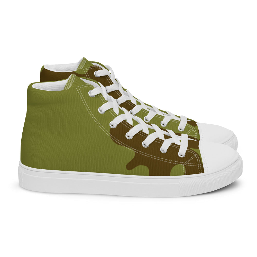 Russian WW2 Amoeba Green and Brown CAMO Men’s high top canvas shoes - Mens High Top Canvas Shoes