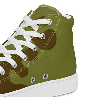 Russian WW2 Amoeba Green and Brown CAMO Men’s high top canvas shoes - Mens High Top Canvas Shoes