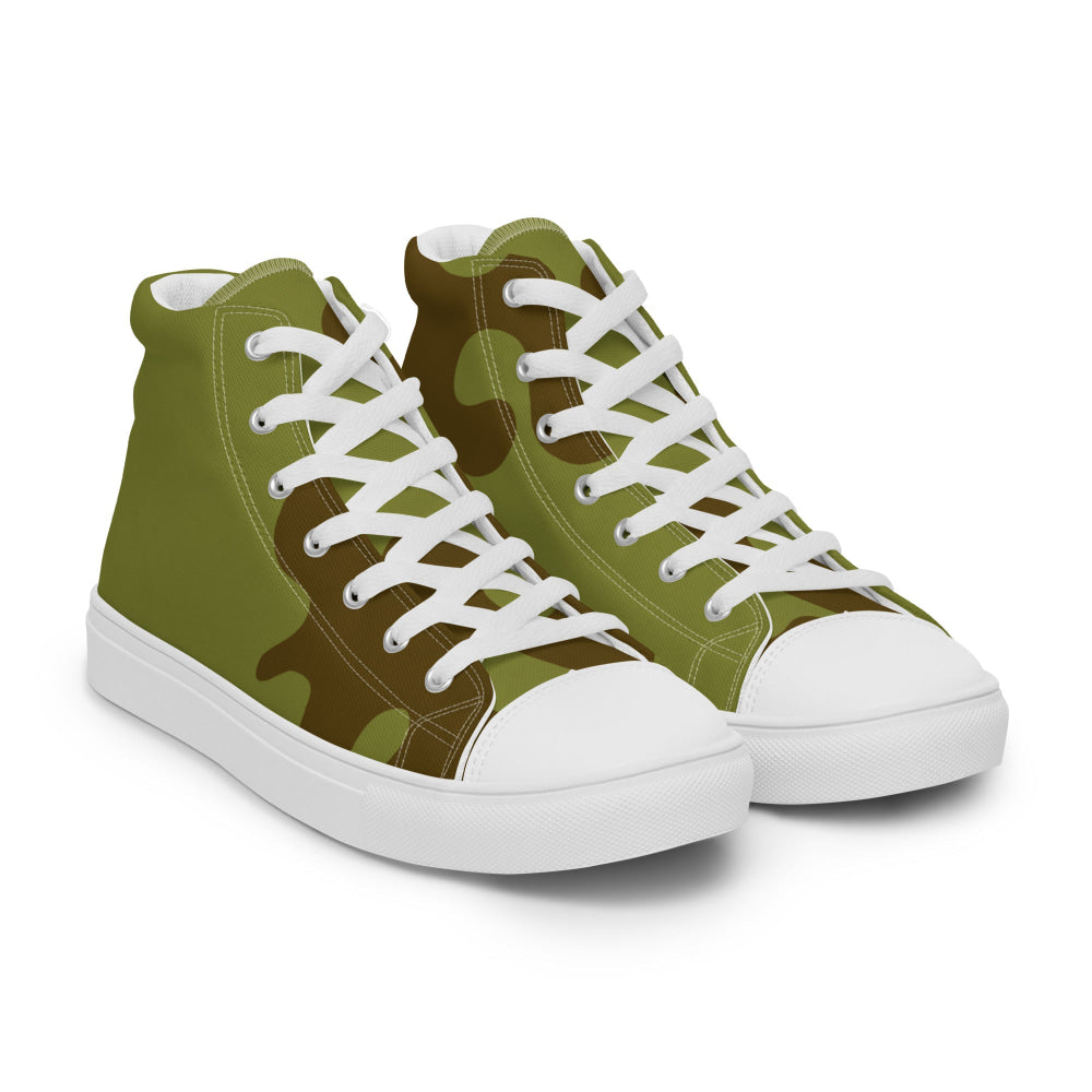 Russian WW2 Amoeba Green and Brown CAMO Men’s high top canvas shoes - Mens High Top Canvas Shoes