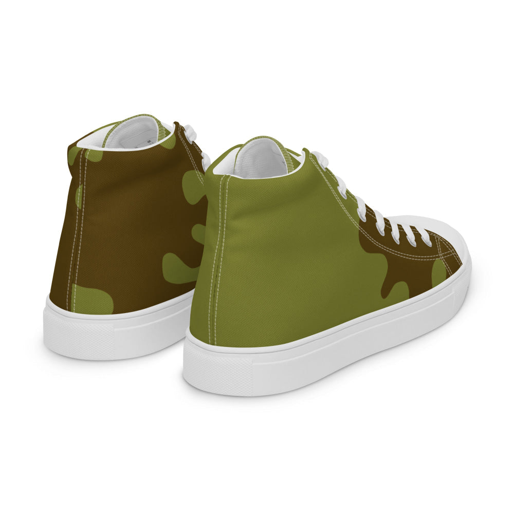 Russian WW2 Amoeba Green and Brown CAMO Men’s high top canvas shoes - Mens High Top Canvas Shoes