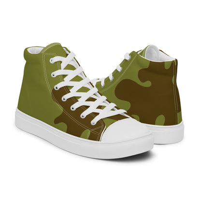 Russian WW2 Amoeba Green and Brown CAMO Men’s high top canvas shoes - Mens High Top Canvas Shoes