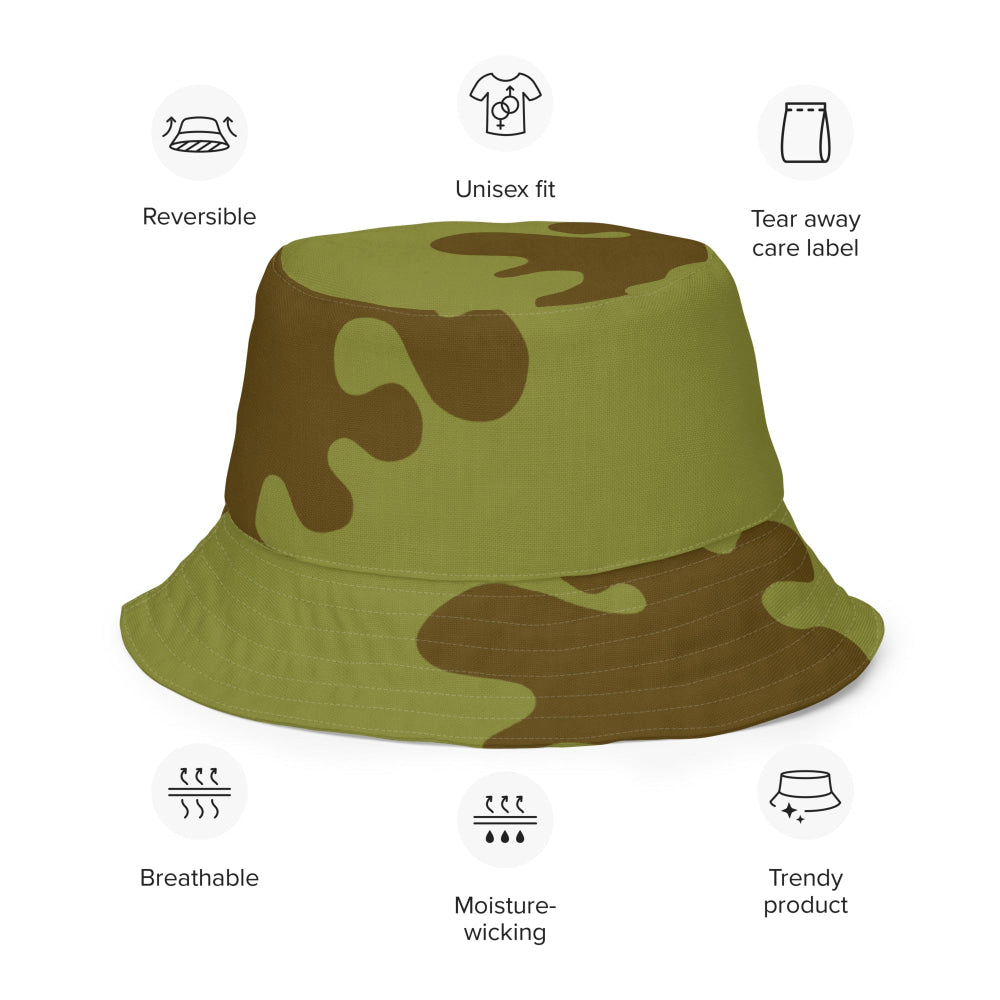 Russian WW2 Amoeba Green and Brown CAMO Reversible bucket hat - Bucket Hat