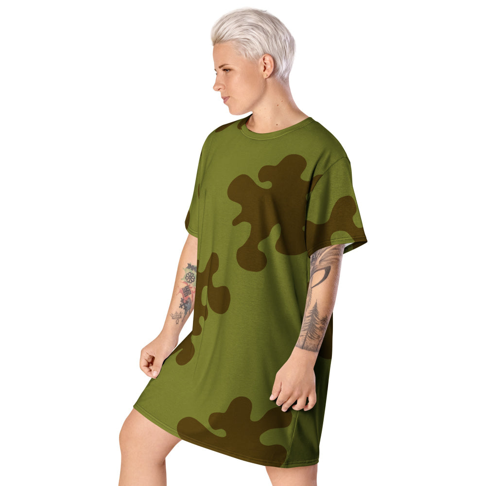 Russian WW2 Amoeba Green and Brown CAMO T-shirt dress - Womens T-Shirt Dress