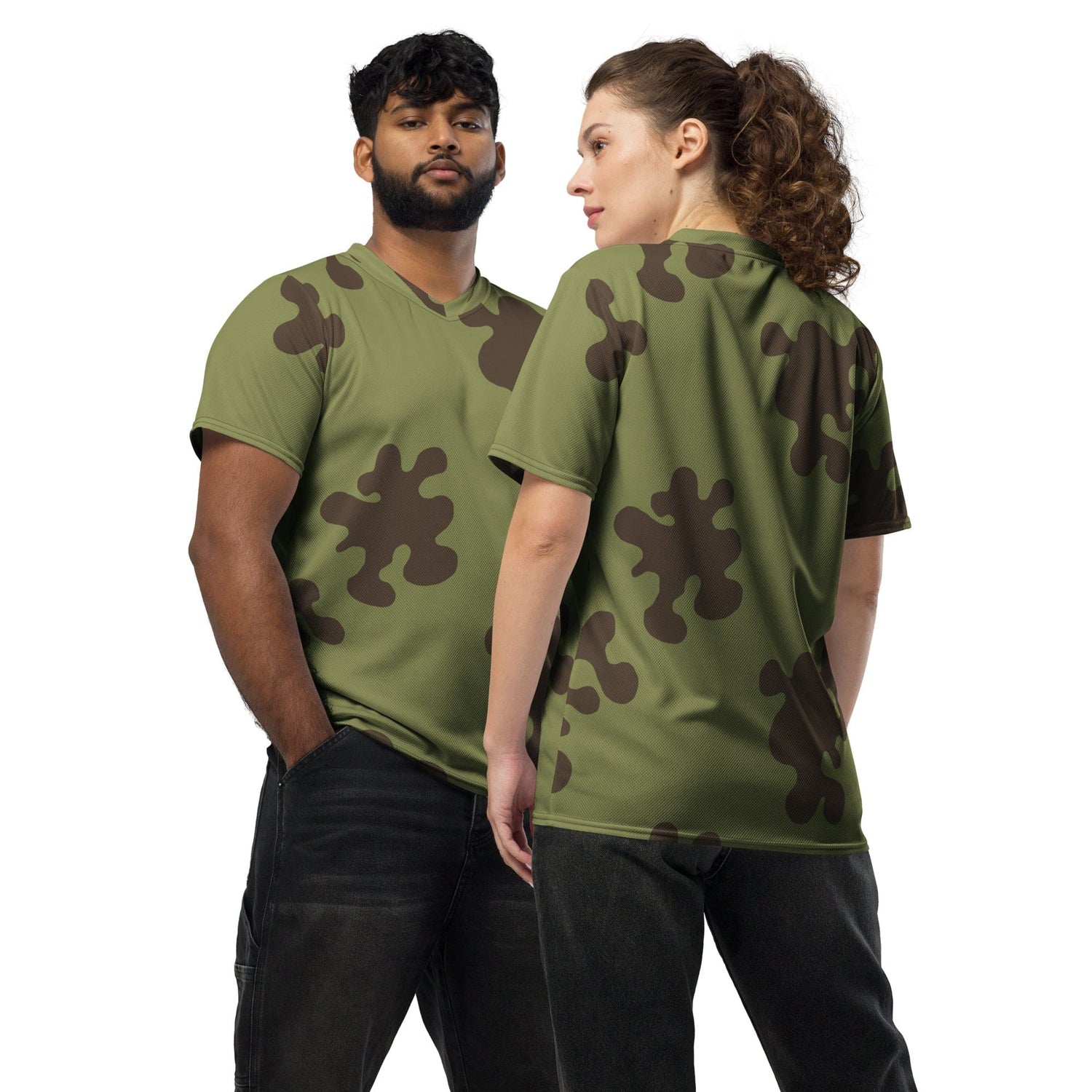 Russian WW2 Amoeba Green and Brown CAMO unisex sports jersey - 2XS - Sports Jerseys