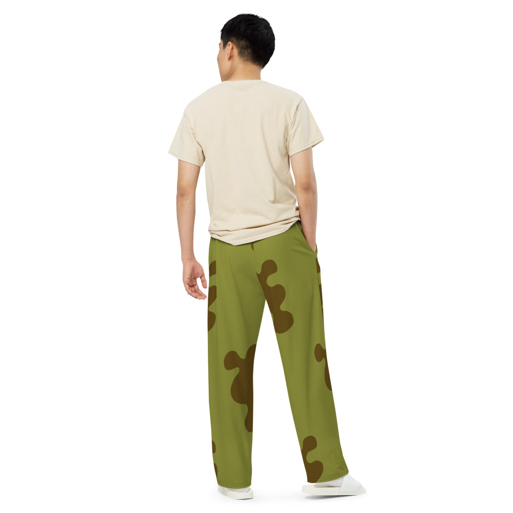 Russian WW2 Amoeba Green and Brown CAMO unisex wide-leg pants - Unisex Wide-Leg Pants