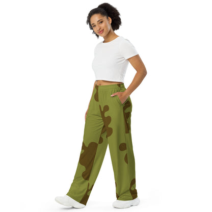 Russian WW2 Amoeba Green and Brown CAMO unisex wide-leg pants - Unisex Wide-Leg Pants