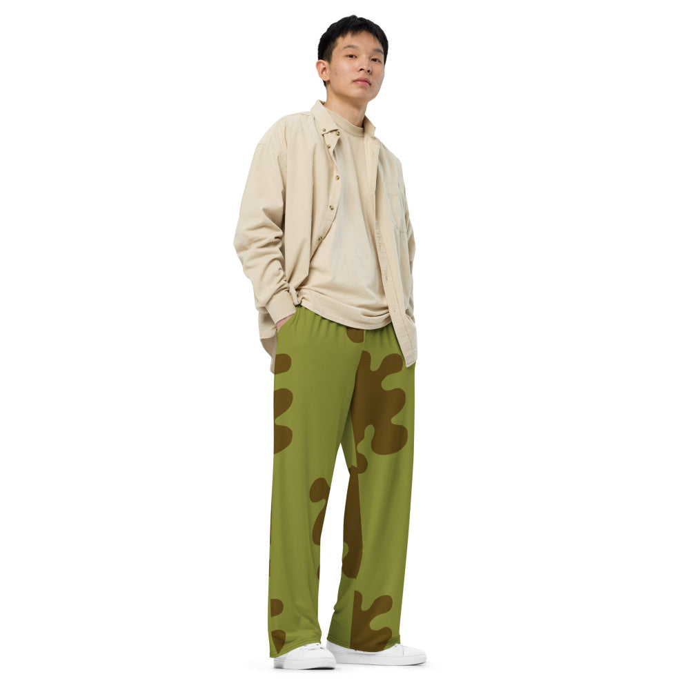 Russian WW2 Amoeba Green and Brown CAMO unisex wide-leg pants - Unisex Wide-Leg Pants