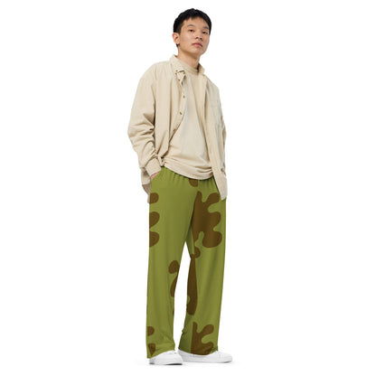 Russian WW2 Amoeba Green and Brown CAMO unisex wide-leg pants - Unisex Wide-Leg Pants