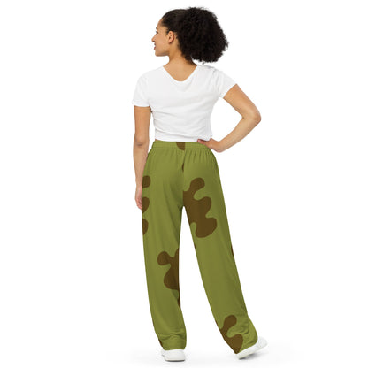 Russian WW2 Amoeba Green and Brown CAMO unisex wide-leg pants - Unisex Wide-Leg Pants