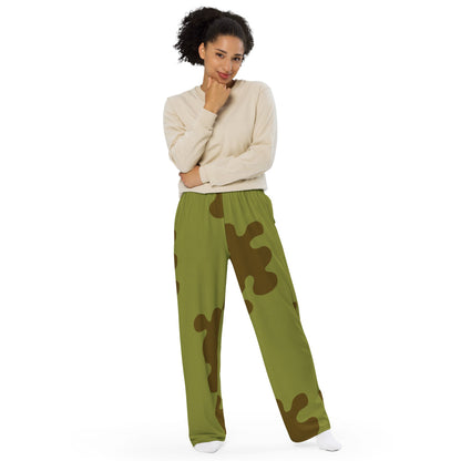 Russian WW2 Amoeba Green and Brown CAMO unisex wide-leg pants - Unisex Wide-Leg Pants