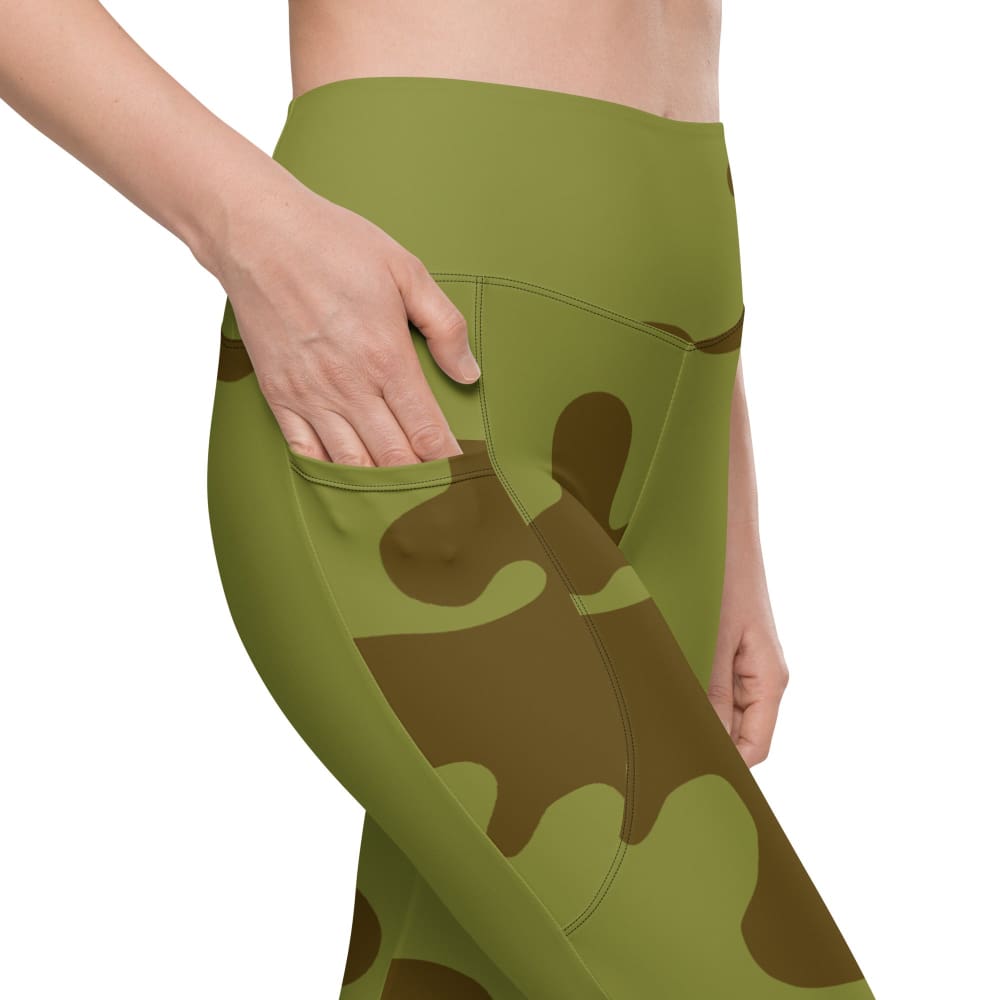 Russian WW2 Amoeba Green and Brown CAMO Women’s Leggings with pockets