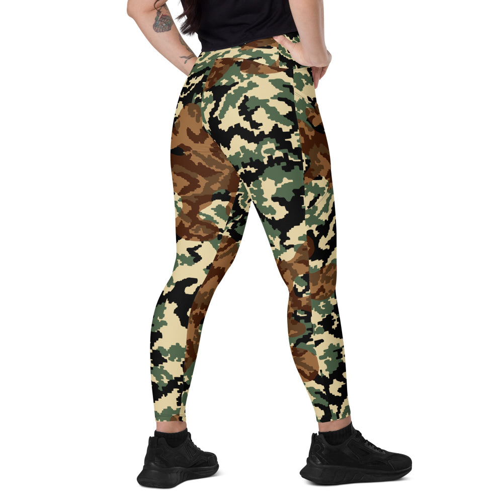 Russian WW2 TTsMKK Disruptive Amoeba Tri Color CAMO Leggings with pockets - 2XS - Womens With Pockets