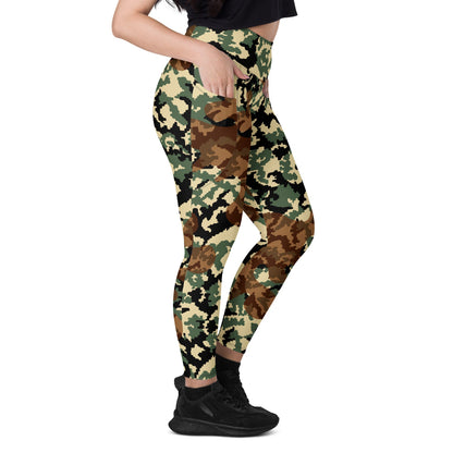 Russian WW2 TTsMKK Disruptive Amoeba Tri Color CAMO Leggings with pockets - Womens With Pockets