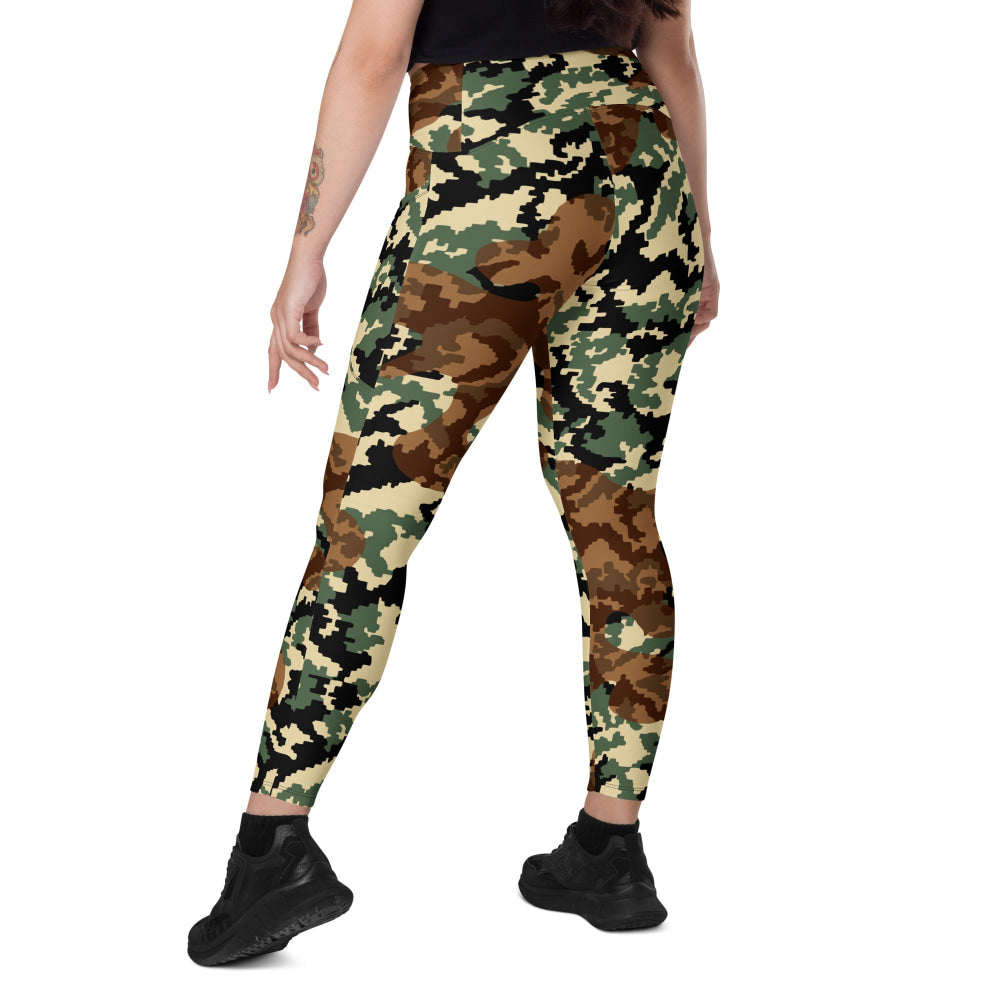 Russian WW2 TTsMKK Disruptive Amoeba Tri Color CAMO Leggings with pockets - Womens With Pockets