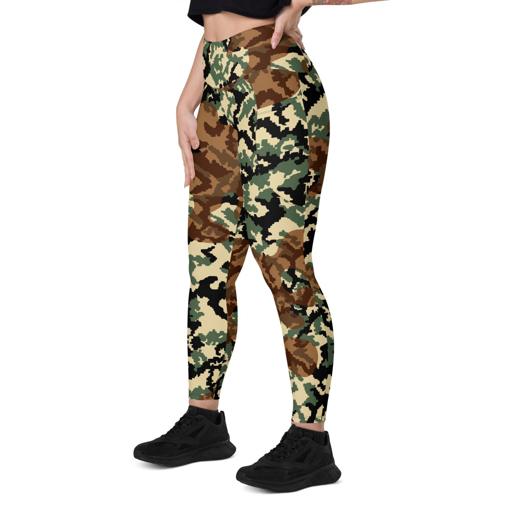 Russian WW2 TTsMKK Disruptive Amoeba Tri Color CAMO Leggings with pockets - Womens With Pockets