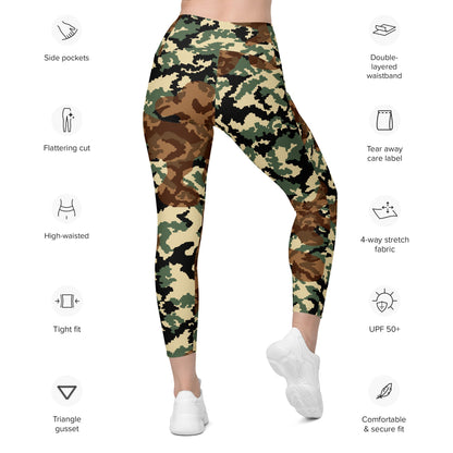 Russian WW2 TTsMKK Disruptive Amoeba Tri Color CAMO Leggings with pockets - Womens With Pockets