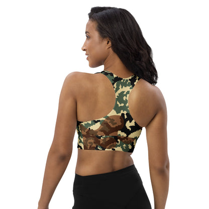 Russian WW2 TTsMKK Disruptive Amoeba Tri Color CAMO Longline sports bra - Womens Sports Bra