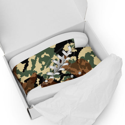 Russian WW2 TTsMKK Disruptive Amoeba Tri Color CAMO Men’s high top canvas shoes - Mens High Top Canvas Shoes