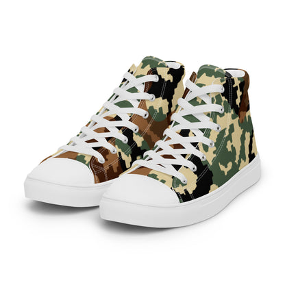 Russian WW2 TTsMKK Disruptive Amoeba Tri Color CAMO Men’s high top canvas shoes - Mens High Top Canvas Shoes