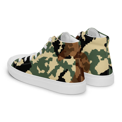 Russian WW2 TTsMKK Disruptive Amoeba Tri Color CAMO Men’s high top canvas shoes - Mens High Top Canvas Shoes