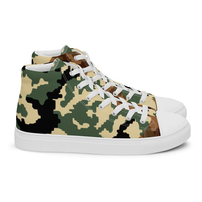 Russian WW2 TTsMKK Disruptive Amoeba Tri Color CAMO Men’s high top canvas shoes - Mens High Top Canvas Shoes