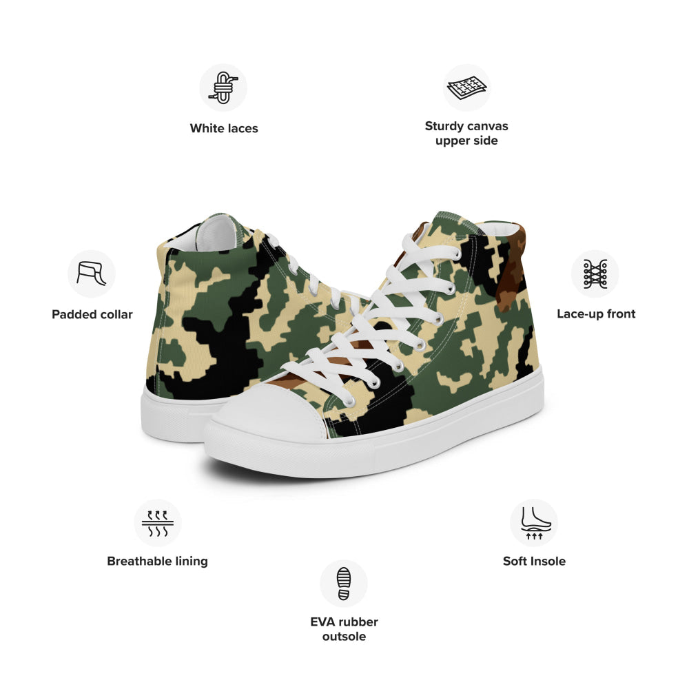 Russian WW2 TTsMKK Disruptive Amoeba Tri Color CAMO Men’s high top canvas shoes - Mens High Top Canvas Shoes