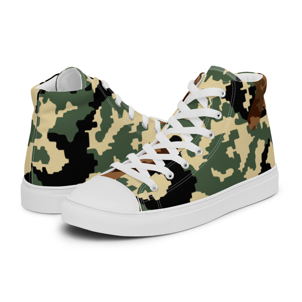 Russian WW2 TTsMKK Disruptive Amoeba Tri Color CAMO Men’s high top canvas shoes - Mens High Top Canvas Shoes