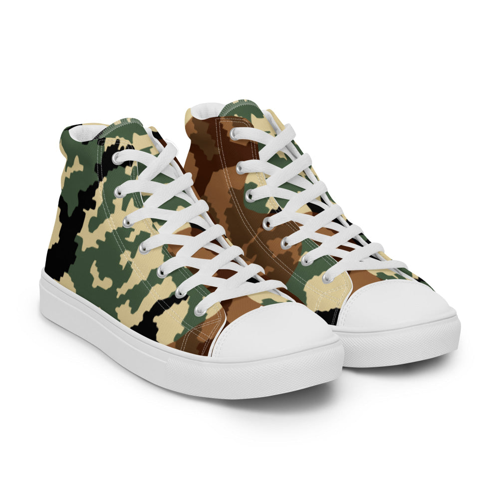 Russian WW2 TTsMKK Disruptive Amoeba Tri Color CAMO Men’s high top canvas shoes - Mens High Top Canvas Shoes