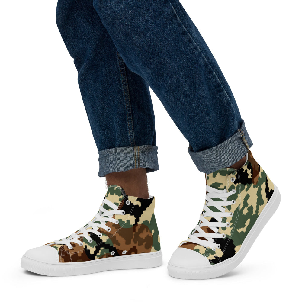 Russian WW2 TTsMKK Disruptive Amoeba Tri Color CAMO Men’s high top canvas shoes - Mens High Top Canvas Shoes